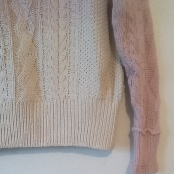 Anthropologie Pink and Cream Cable Knit Sweater M - Picture 4 of 6